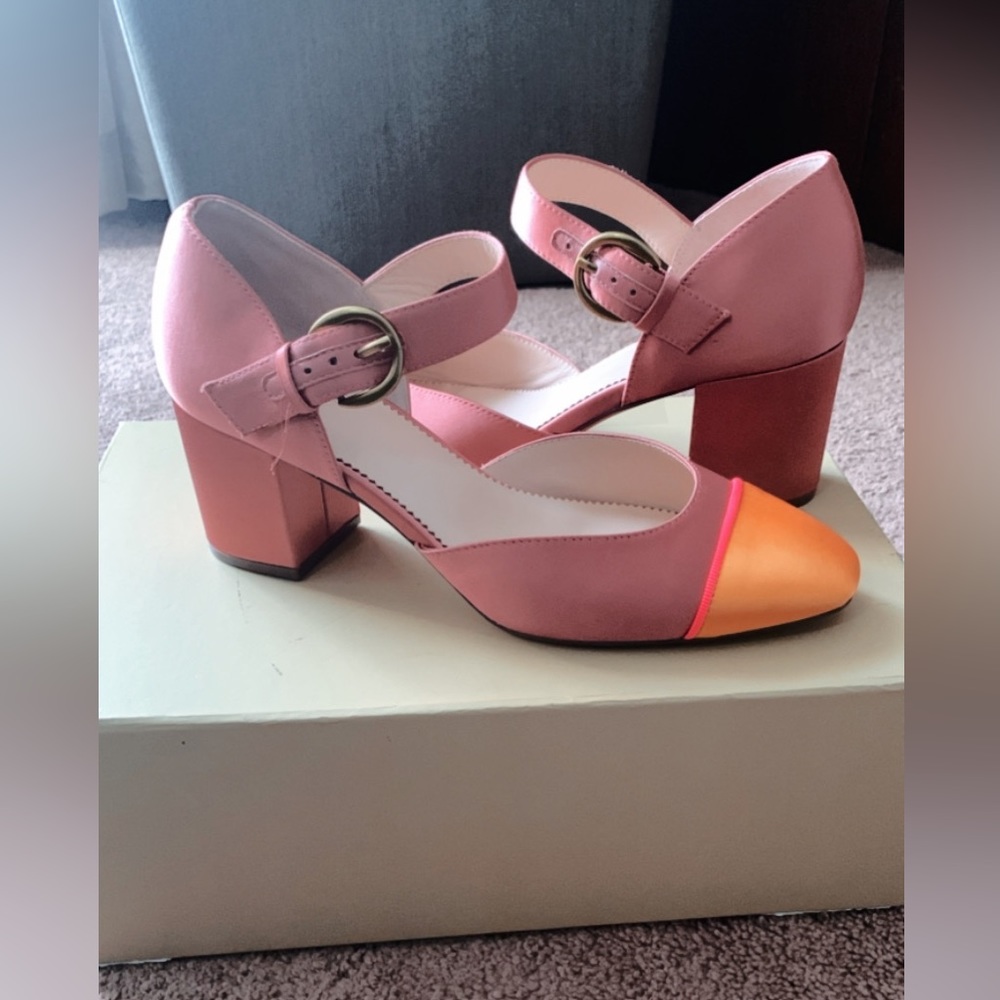 Stylish Pink and Orange Block Heel Shoes